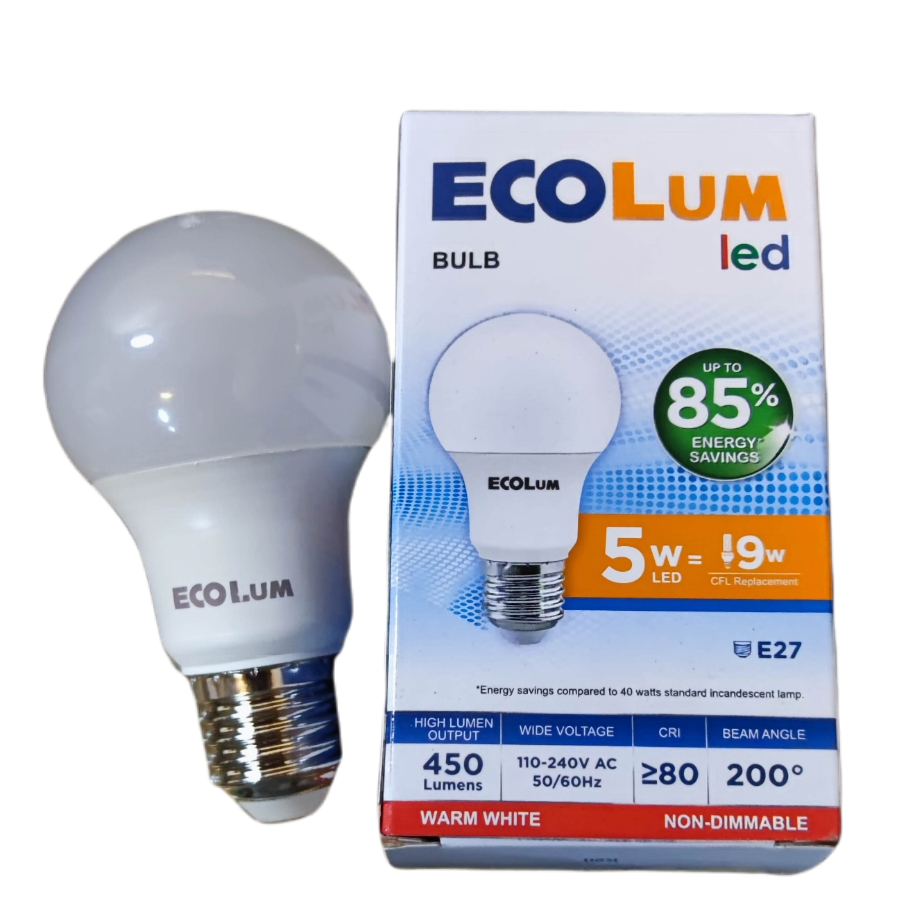 Ecolum 5W LED Bulb 220V E27 Warm White