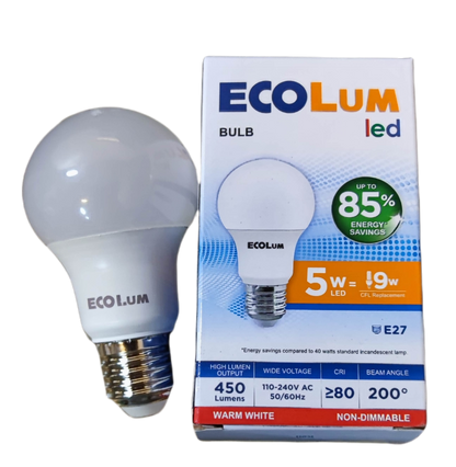 Ecolum 5W LED Bulb 220V E27 Warm White