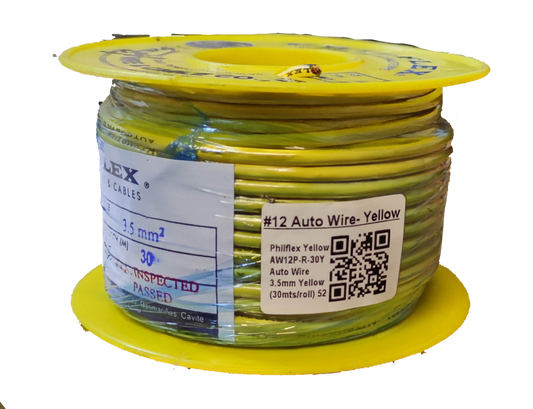 Philflex Autowire AWG 12 ( 3.5 mm), Automotive Wire #12 (3.5 mm) Yellow
