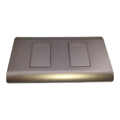 Royu 2 Gang 3 Way Switch 15A 220V with Plate Cover Dark Gray PLANO Series (RMP2/DG)/(RMS3/DG-2PCS)
