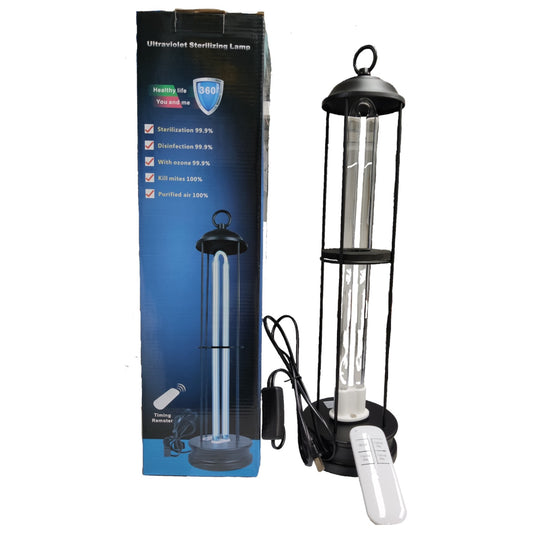 Ultraviolet sterilizing lamp with packaging on a white background