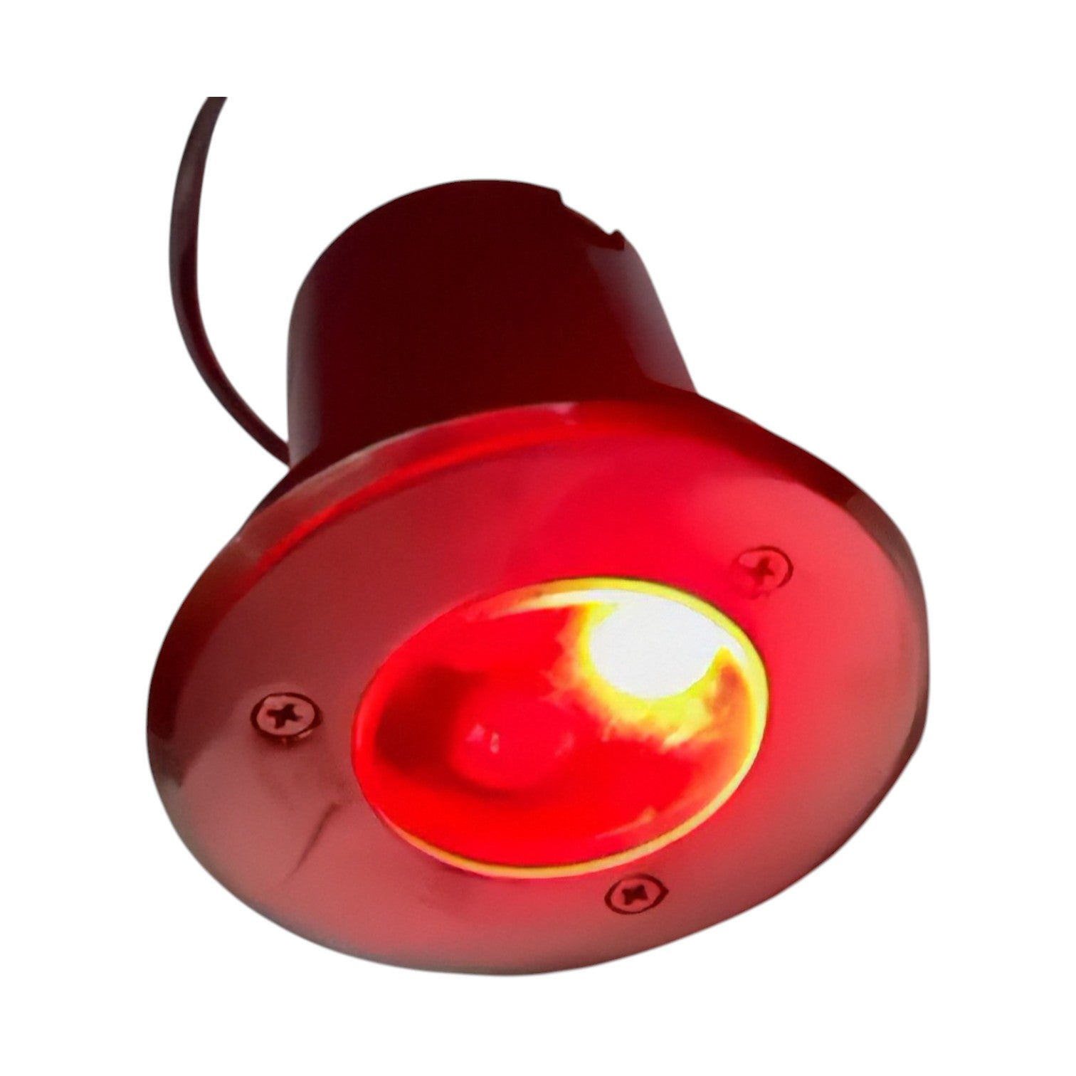 Red light bulb on a white background