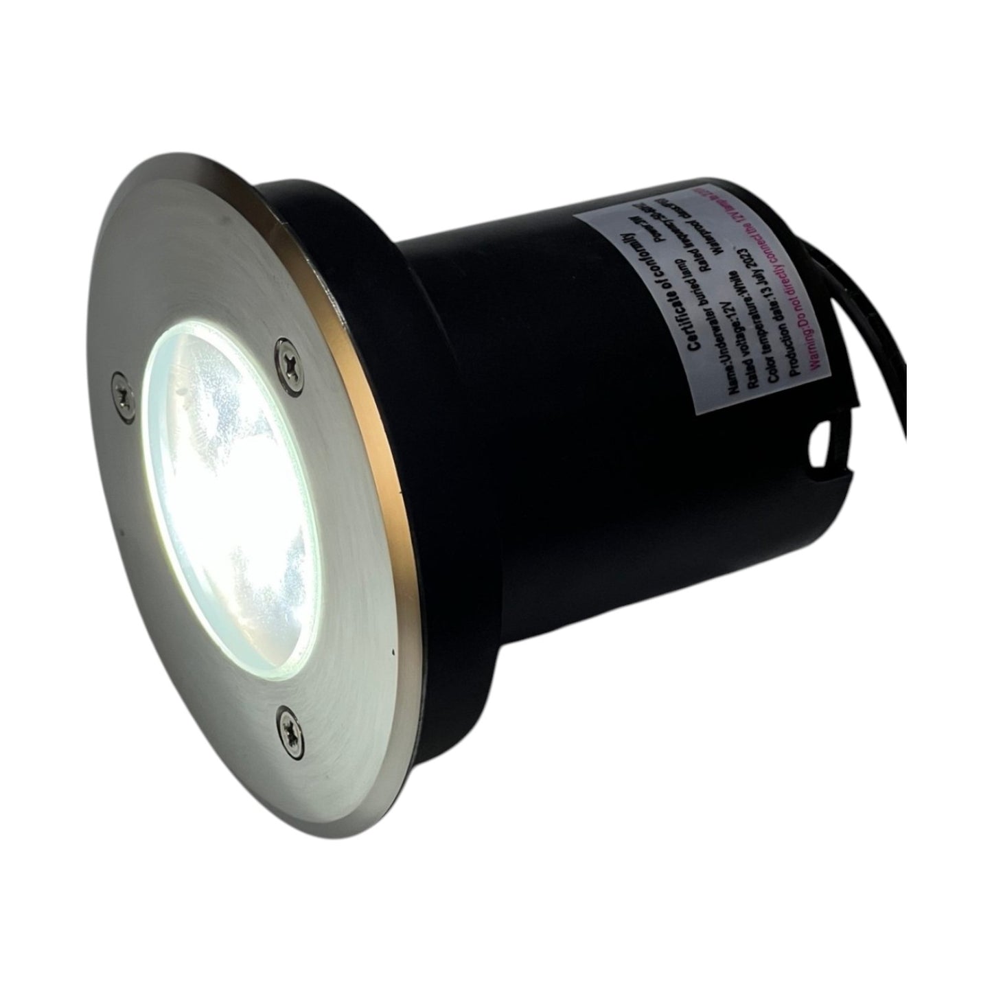 Black and silver recessed light fixture on a white background