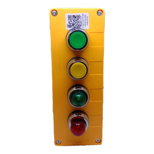Auspicious Push Button Switch Green and Yellow 25mm 3A 220V with Pilot Lamp Red and Green 25mm 3A in Surface type Box