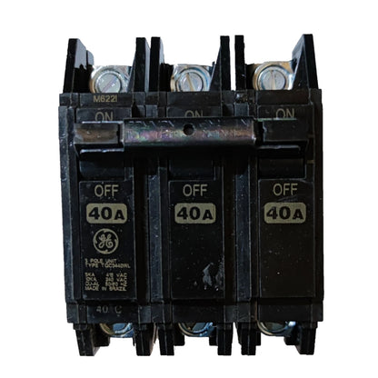 GE 40A 3P Circuit Breaker 3 Pole with three switches for reliable electrical protection