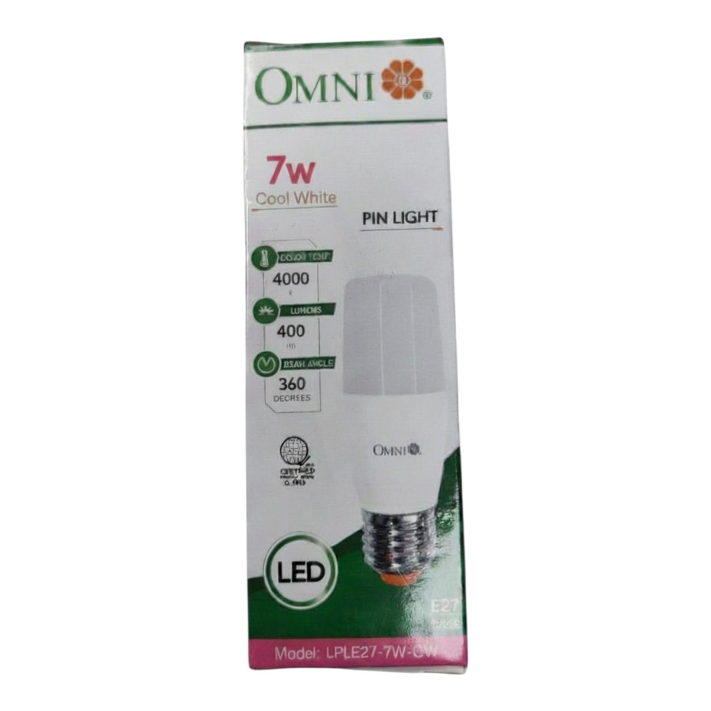 Omni 7W LED Stick Lamp E27 220V Cool White 4000K LPLE27-7W-CW
