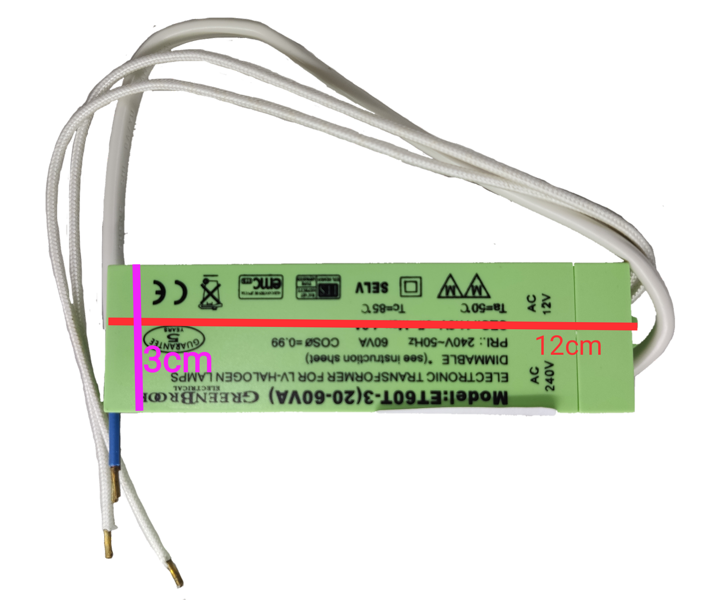 Green Brook Electronic Transformer for Halogen Lamps, 60VA 50W Transformer 220V Halogen Transformer