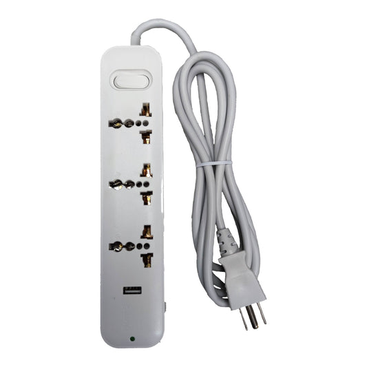 Omni 3 Gang Extension Cord With USB Outlet  Universal Outlet and USB with 1 Main Switch 2500W 2.1A USB 5V USB-301-PK