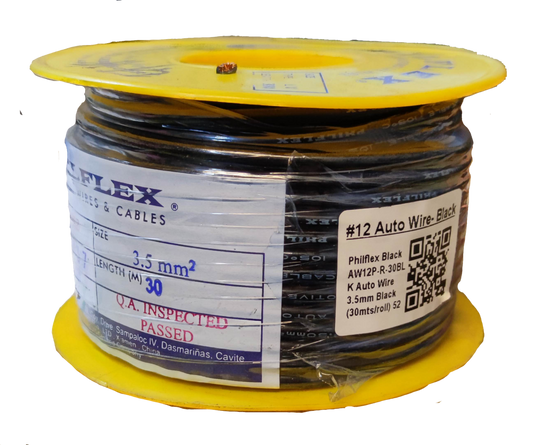 Philflex Autowire AWG 12 ( 3.5 mm), Automotive Wire #12 (3.5 mm) Black