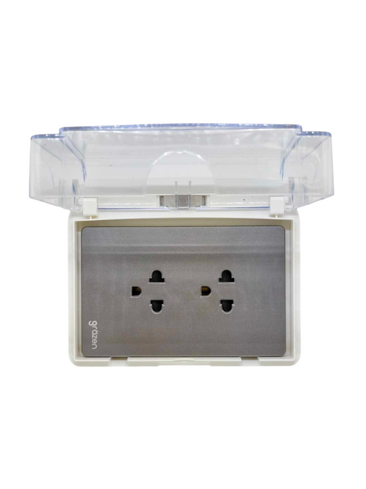 Grazen Weatherproof Plate Cover with Duplex Universal Outlet with Ground 16A 220V 16A 220V WC-019-W+GW-010
