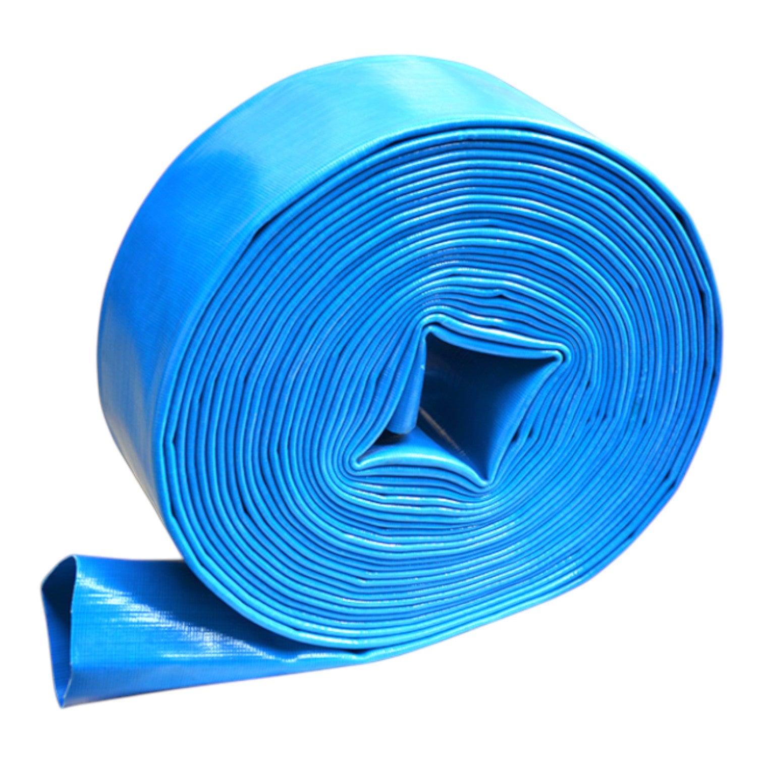 A bright blue roll of flexible foam or matting material with a short strip uncoiled at the bottom left, shown on a plain white background.