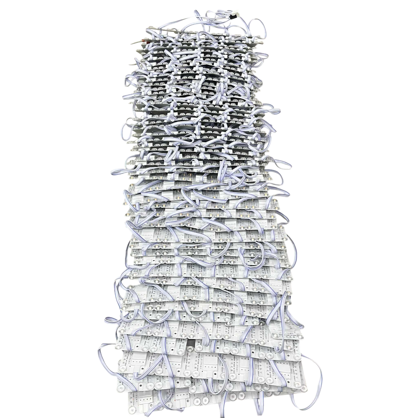 Bulk stack of white cables and connectors for 4W LED square module 220V lighting applications