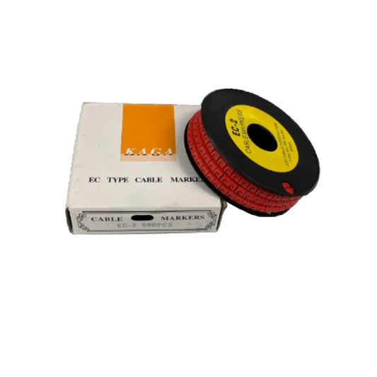 Grippes 500pcs Cable Marker Red - C on a spool with packaging for organized cable management