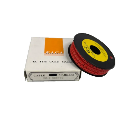 Grippes 500pcs Cable Marker Red - J in a roll with packaging for organized cable management