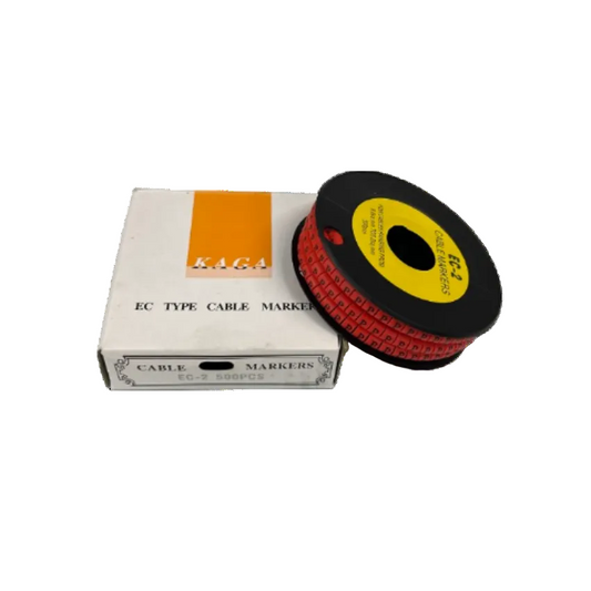 Grippes 500pcs Cable Marker Red - P in a roll with packaging for effective cable management