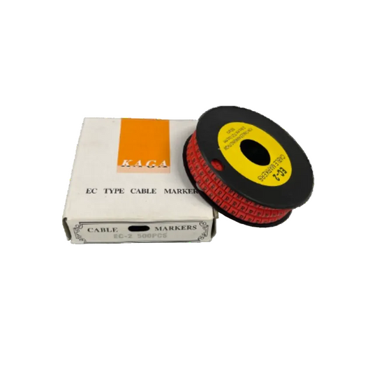 Grippes 500pcs Cable Marker Red - R on a spool with packaging for organized cable management