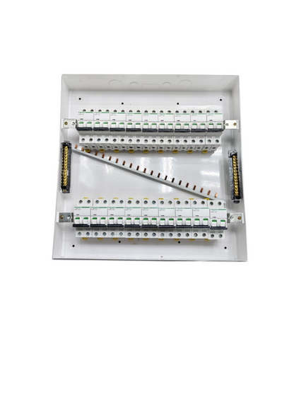 Schneider electrical panel with 50A 2 Pole Main Miniature 32 Ways circuit breakers and wiring terminals