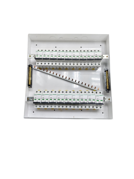Schneider electrical panel with 50A 2 Pole Main Miniature 32 Ways circuit breakers and wiring terminals