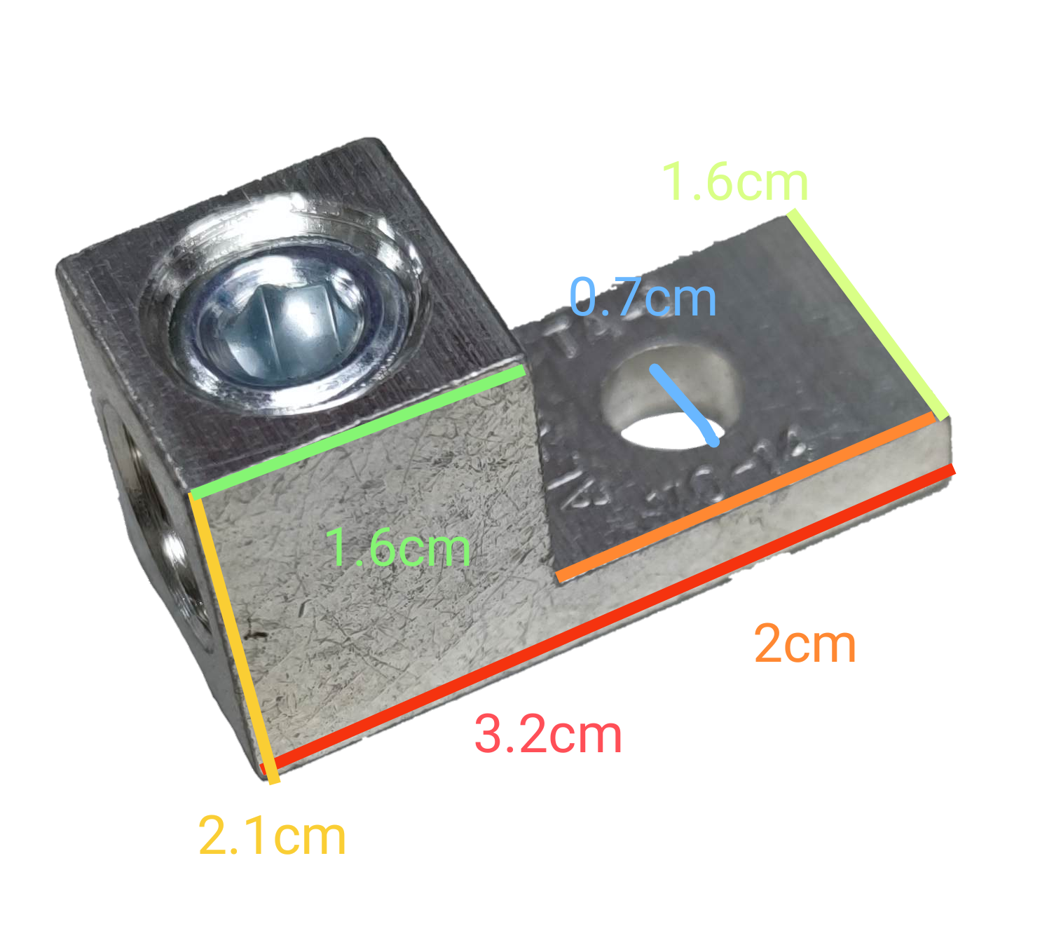 50mm electrical connector lug made of durable metal with multiple measurement markings for easy installation