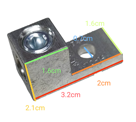 50mm electrical connector lug made of durable metal with multiple measurement markings for easy installation