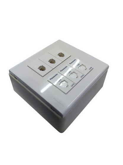 Panasonic 3 Gang Telephone Outlet and 3 Gang CAT6  with Utility Box WEG6806+(3XWEG2164+3XWEG24886)+Utility
