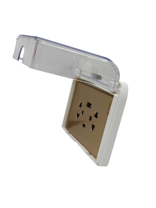 Grazen Weatherproof Plate Cover with Duplex Universal Outlet with Ground 16A 220V with USB-A and USB-C 2100mAh 5VDC