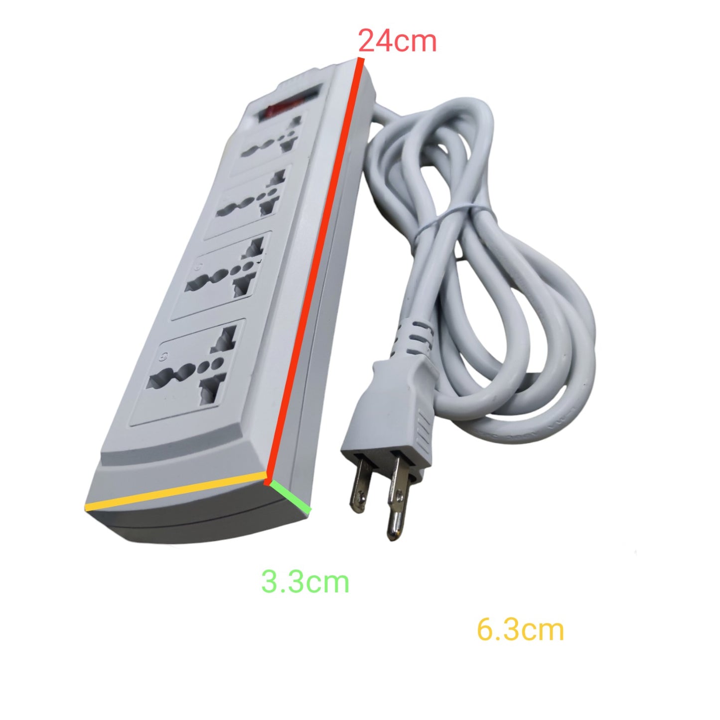 Omni 4 Gang Universal Outlet Extension Cord  with Switch 1.83 Meters Length WEU-104-PK