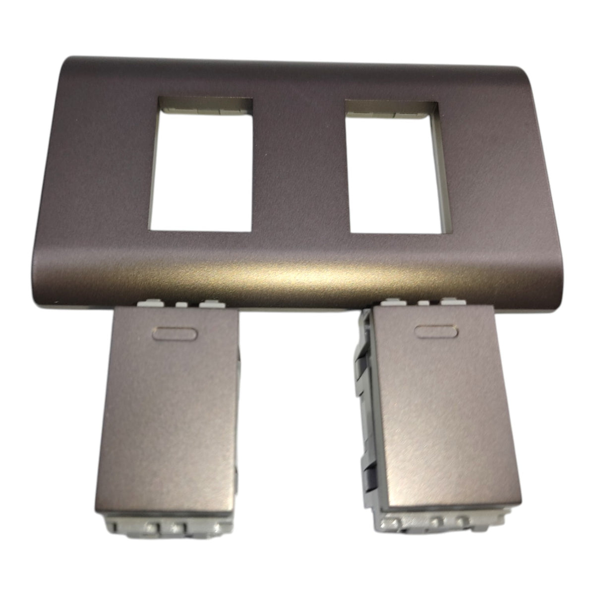 Royu 2 Gang 3 Way Switch 15A 220V with Plate Cover Dark Gray PLANO Series (RMP2/DG)/(RMS3/DG-2PCS)