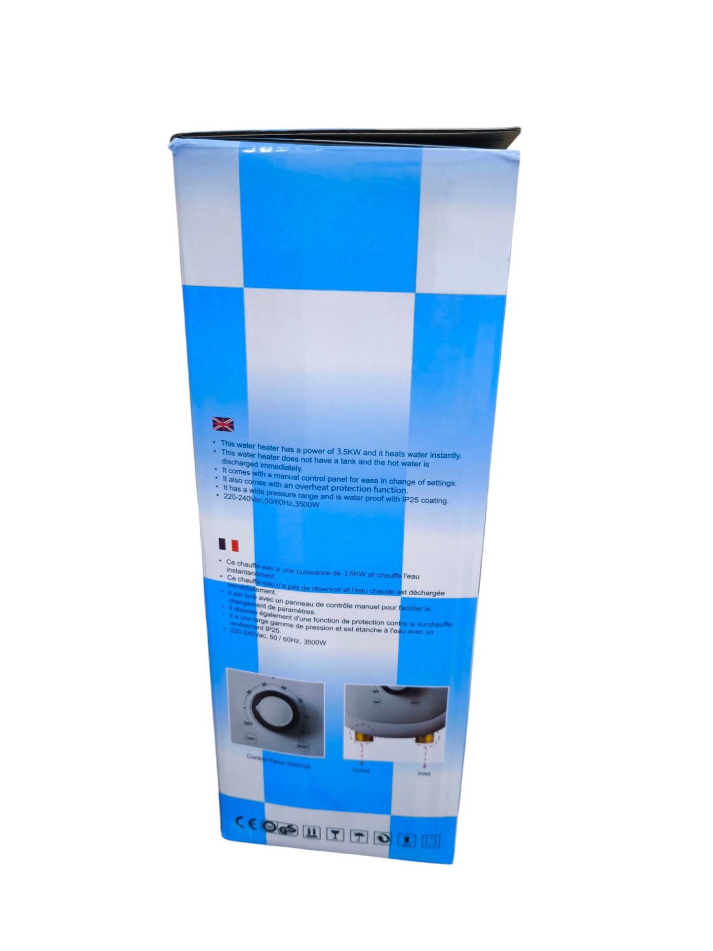 Meco Tankless Water Heater 3.5KW 220V ( Please fit Water Fittings before Electrical)