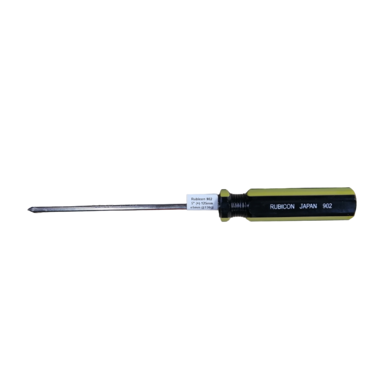 5 inch Philips screwdriver Rubicon with black and yellow handle marked Rubicon Japan 902