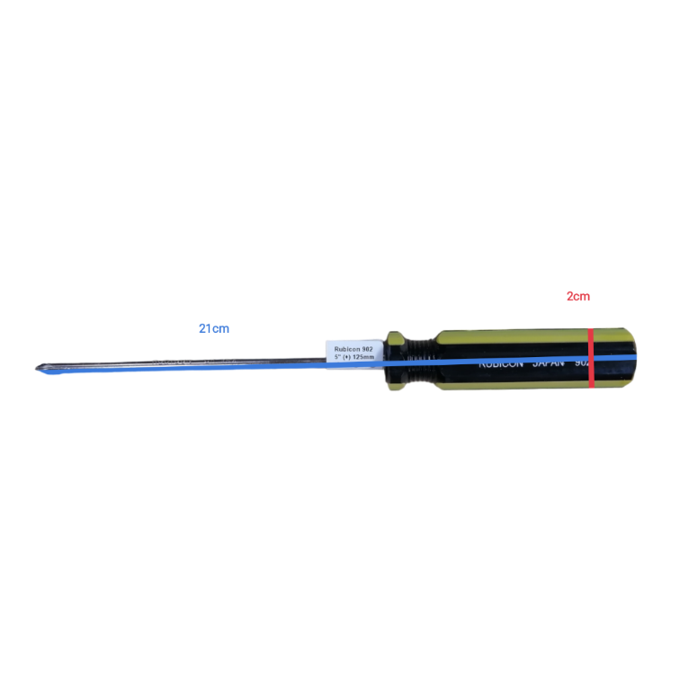 5 inch Philips screwdriver Rubicon with black and yellow handle and long metal shaft