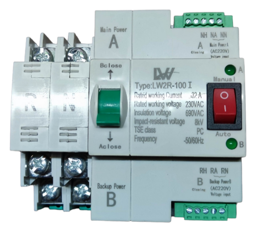 Grippes Automatic Transfer Switch 32A 2Pole Single Phase, ATS 32A 2P 220V