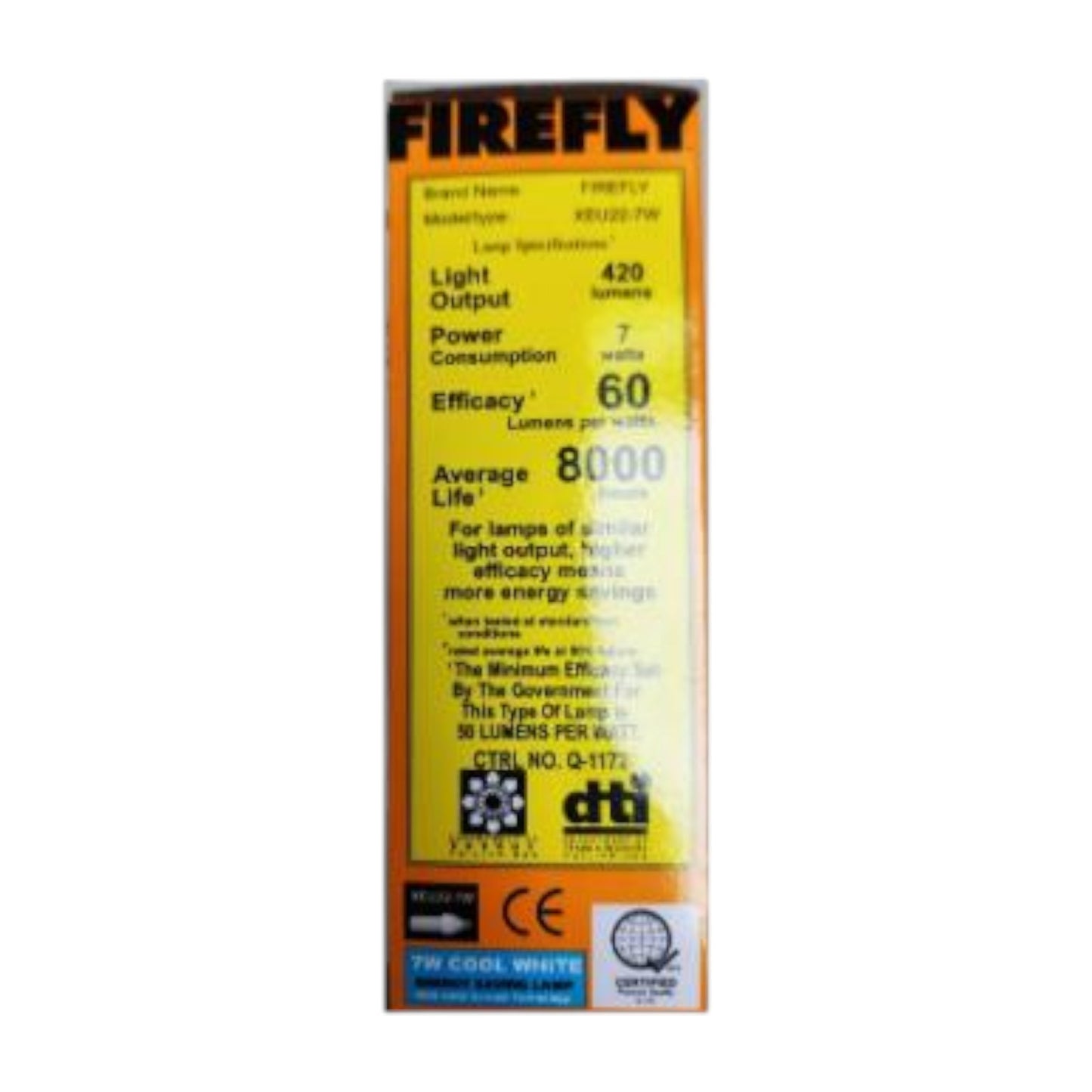 Firefly 7W Cool White 4000K CFL E27 220V 2U XEU22-7WCW