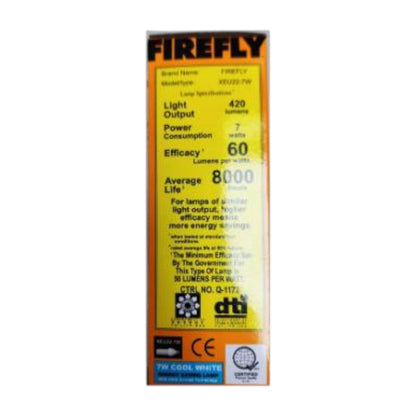 Firefly 7W Cool White 4000K CFL E27 220V 2U XEU22-7WCW