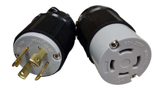 Grippes 30A Twist Lock Outlet and Plug Cord Connector Type 3P+E (4P) 250V (NEMA L15) BL1530C and BL1530P, Twistlock