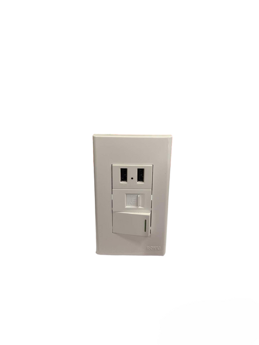 Royu 3 Gang 2 Port USB and Telephone Outlet and 1 Way Switch 10A 220V with Plate Cover