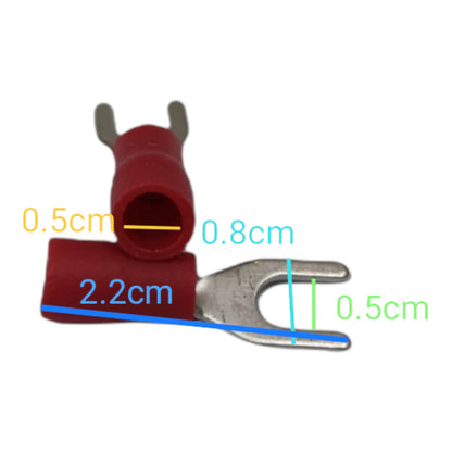 Local Terminal Lugs Y Type Red Insulation 2.0mm (10Pcs + 10Pcs Free) , Y Terminal Lugs,  Y Terminal Lugs