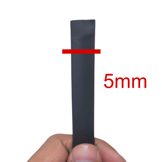 5mm heat shrinkable tube shown in hand, ideal for cable management and insulation