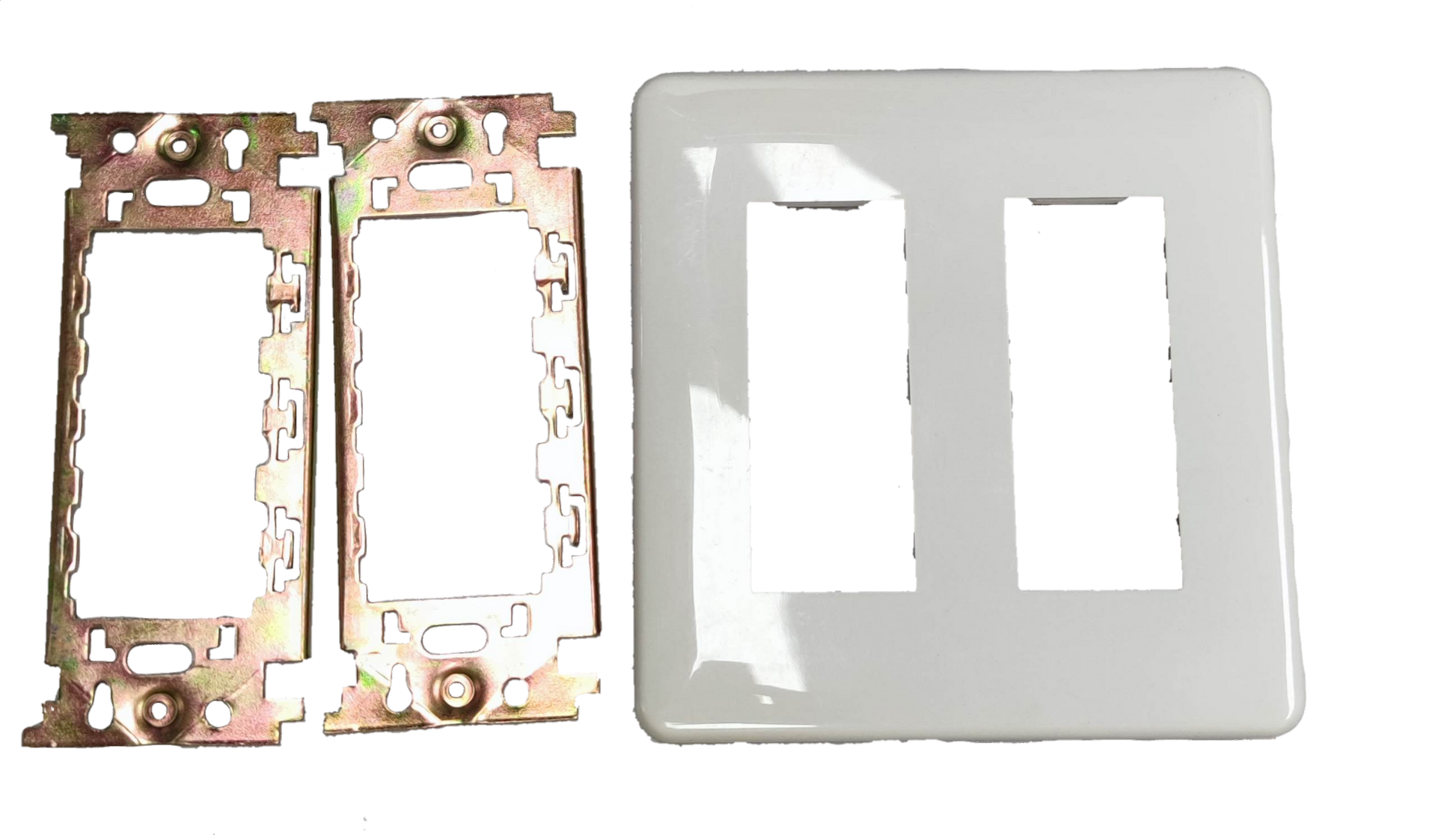 Kopez 6 gang switch plate cover with metal mounting frames for easy installation and durability