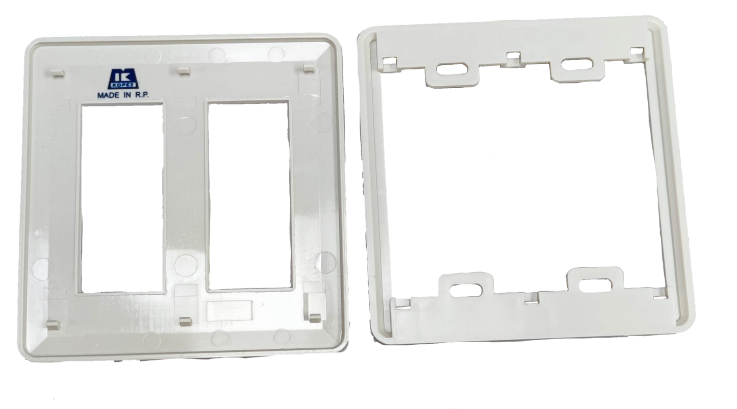 Kopez 6 gang switch plate cover in white, suitable for multiple light switch installations