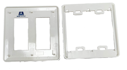 Kopez 6 gang switch plate cover in white, suitable for multiple light switch installations