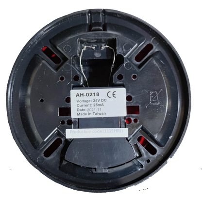 Horing Lih 6 inch fire alarm bell 24V DC base with wiring and label details