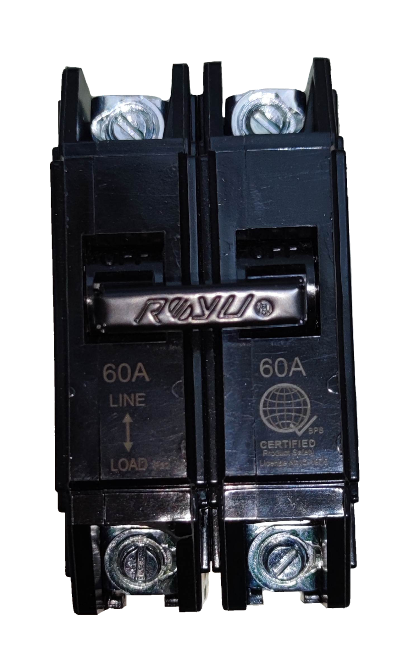 Royu 60A Circuit Breaker 2 Pole Single Phase 220V Bolt On with Mechanical Lugs RCBB60-60