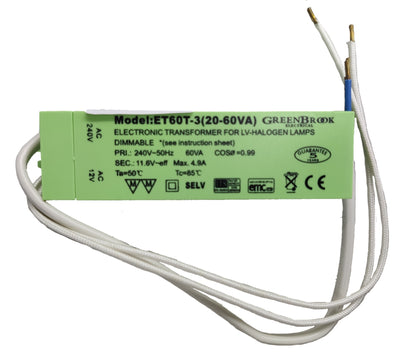 Green Brook Electronic Transformer for Halogen Lamps, 60VA 50W Transformer 220V Halogen Transformer