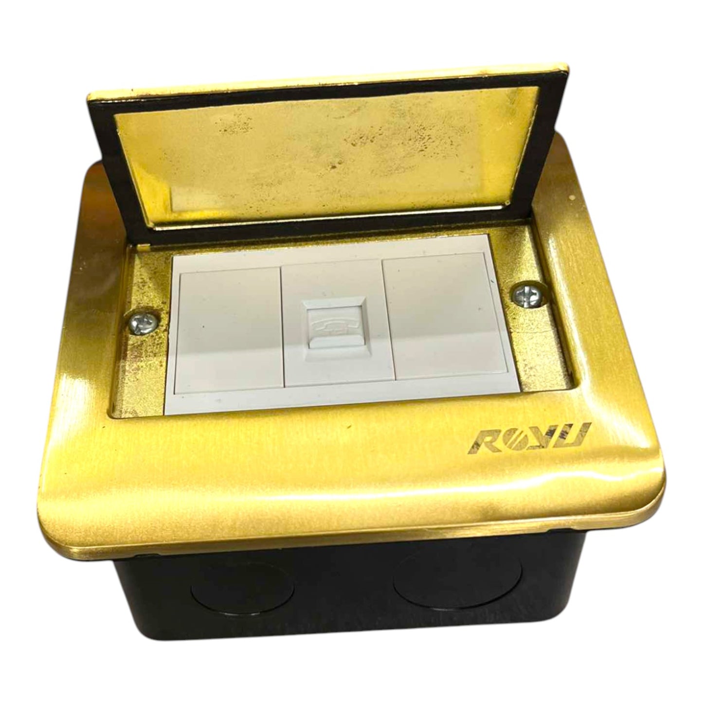 Royu Floor Outlet 1 Gang Telephone Outlet Available in Gold and Chrome
