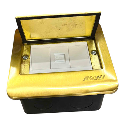Royu Floor Outlet 1 Gang Telephone Outlet Available in Gold and Chrome