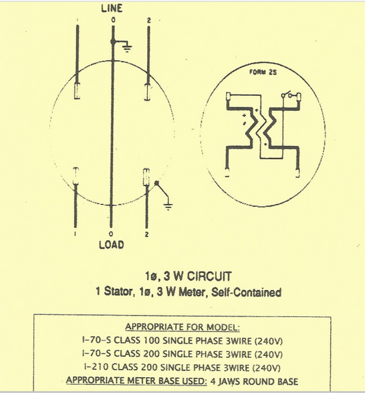GE I-70-S KWH Meter Analog Type 2 Wire CL100 I70S 4 Jaws