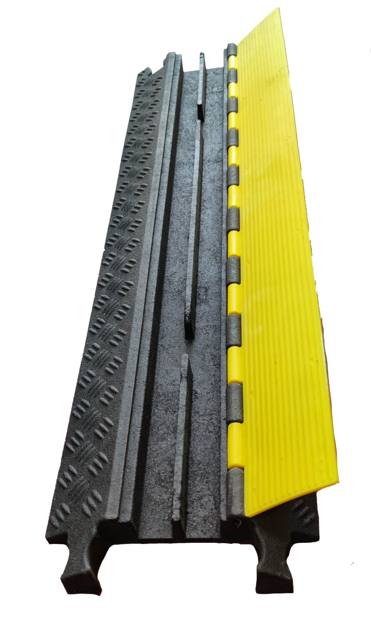 Grippes Ramp Cable Protector 2 Channel, 1 Meter x 27cm x 5cm, Cable Rubber Ramp Can be attached with 90 degrees Bend