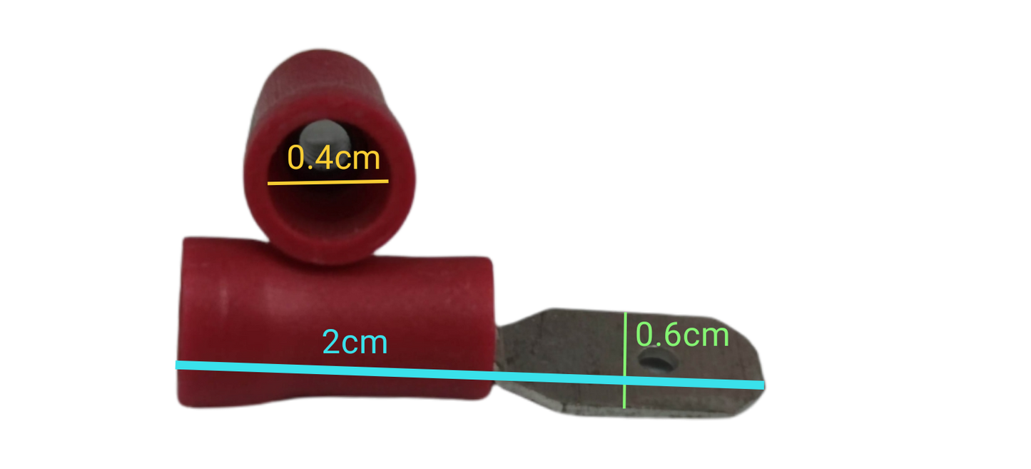 6mm insulated spade connector Type with red insulation and metal spade for secure electrical connections