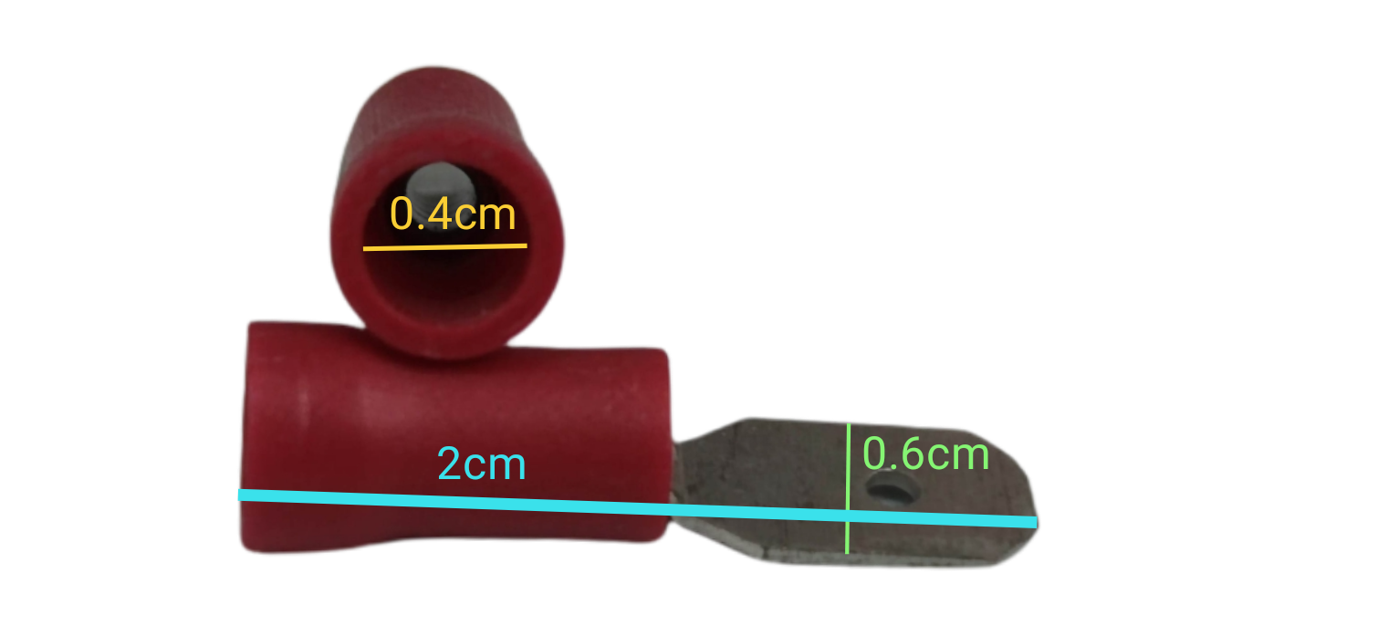 6mm insulated spade connector Type with red insulation and metal spade for secure electrical connections